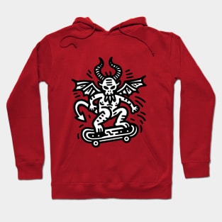 Devil on a skateboard - Black and White Hoodie